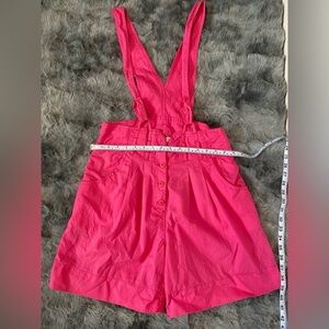 Vibrant Pink Button-Up Overalls